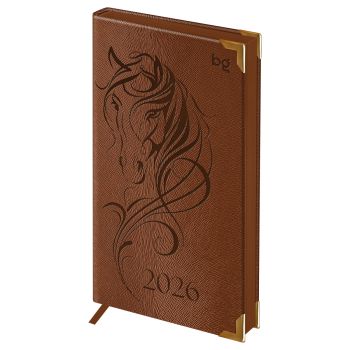 Еженедельник датированный 2026г., 90*165, 64л., твердый переплет, кожзам, BG 