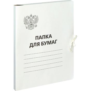 Папка для бумаг с завязками OfficeSpace, Герб России, картон немелованный, 300г/м2, белый, до 200л.